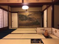 茶室「芳土庵」<br />日本画家 千住博氏制作による襖絵
