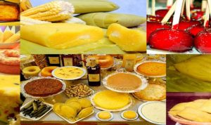 Pamonha,  maçã do amor, curau, etc.