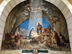 Afresco da Igreja onde os pastores foram avisados pelos anjos sobre o nascimento de Jesus em Belém.